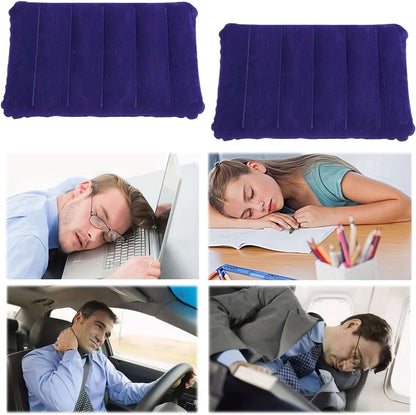 4 Pièces Coussins De Camping Gonflables,Coussin De Nuque, De Plage, Flocage, Coussin De Voyage Confortable, Pour Le Bureau,L'Extérieur,La Randonnée,Les Vacances À La Plage, Le Camping (Bleu)