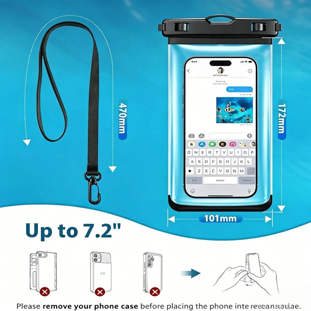 Waterproof Phone Pouch Drift Diving Swimming Bag Underwater Dry Bag Case Cover for Phone Water Sports Beach Pool Skiing