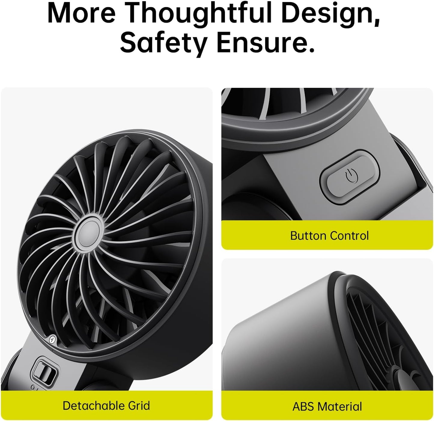 Ventilateur Portable, Ventilateur Portable Avec Écran LED [Refroidissement Maximum 19,5 Heures] 5000 Mah, Plié À 150 °, 5 Vitesses, Lanière ; Éventail 3-EN-1 Main/Bureau/Cou - Noir