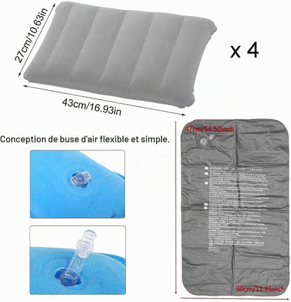 4 Pièces Coussins De Camping Gonflables,Coussin De Nuque, De Plage, Flocage, Coussin De Voyage Confortable, Pour Le Bureau,L'Extérieur,La Randonnée,Les Vacances À La Plage, Le Camping (Gris)