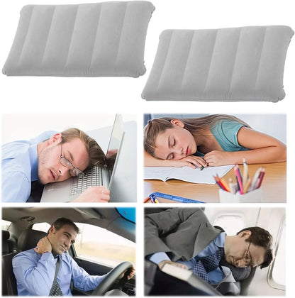 4 Pièces Coussins De Camping Gonflables,Coussin De Nuque, De Plage, Flocage, Coussin De Voyage Confortable, Pour Le Bureau,L'Extérieur,La Randonnée,Les Vacances À La Plage, Le Camping (Gris)