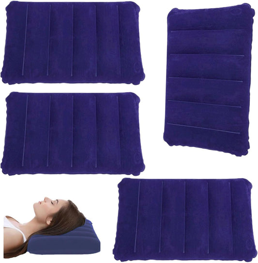 4 Pièces Coussins De Camping Gonflables,Coussin De Nuque, De Plage, Flocage, Coussin De Voyage Confortable, Pour Le Bureau,L'Extérieur,La Randonnée,Les Vacances À La Plage, Le Camping (Bleu)