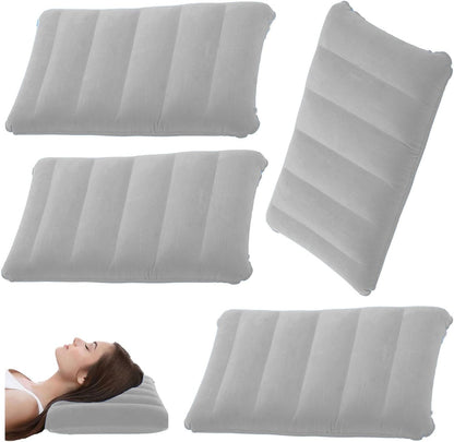 4 Pièces Coussins De Camping Gonflables,Coussin De Nuque, De Plage, Flocage, Coussin De Voyage Confortable, Pour Le Bureau,L'Extérieur,La Randonnée,Les Vacances À La Plage, Le Camping (Gris)